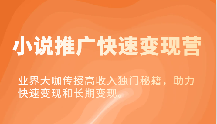 小说推广快速变现营-业界大咖传授高收入独门秘籍，助力快速变现和长期变现。-网站游戏源码-黑科技工具分享-www.0592tk.cn-厦门腾空互联