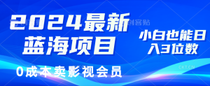 （11894期）2024最新蓝海项目，0成本卖影视会员，小白也能日入3位数-网站游戏源码-黑科技工具分享-www.0592tk.cn-厦门腾空互联