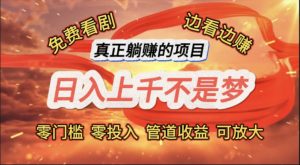 (11866期)免费看剧,边看边赚,日入上千不是梦,一个真正的躺赚项目-网站游戏源码-黑科技工具分享-www.0592tk.cn-厦门腾空互联