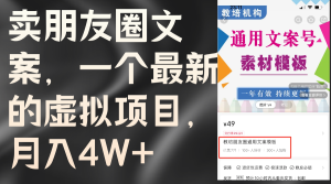 (11886期)卖朋友圈文案,一个最新的虚拟项目,月入4W+(教程+素材)-网站游戏源码-黑科技工具分享-www.0592tk.cn-厦门腾空互联