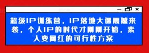 超级IP训练营,IP落地大课震撼来袭,个人IP的时代才刚刚开始,素人变网红的可行性方案-网站游戏源码-黑科技工具分享-www.0592tk.cn-厦门腾空互联