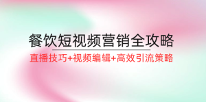 餐饮短视频营销全攻略：直播技巧+视频编辑+高效引流策略-网站游戏源码-黑科技工具分享-www.0592tk.cn-厦门腾空互联
