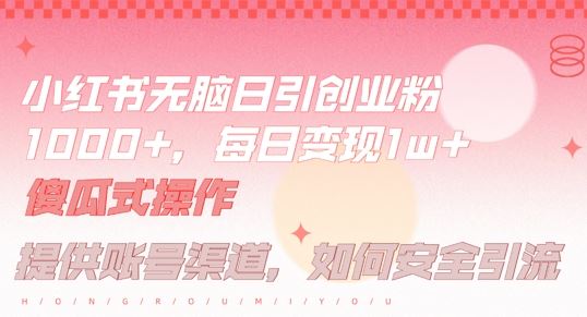 小红书无脑每日引流创业粉500+，小白每天只花半小时，躺赚长尾收益【揭秘】-网站游戏源码-黑科技工具分享-www.0592tk.cn-厦门腾空互联
