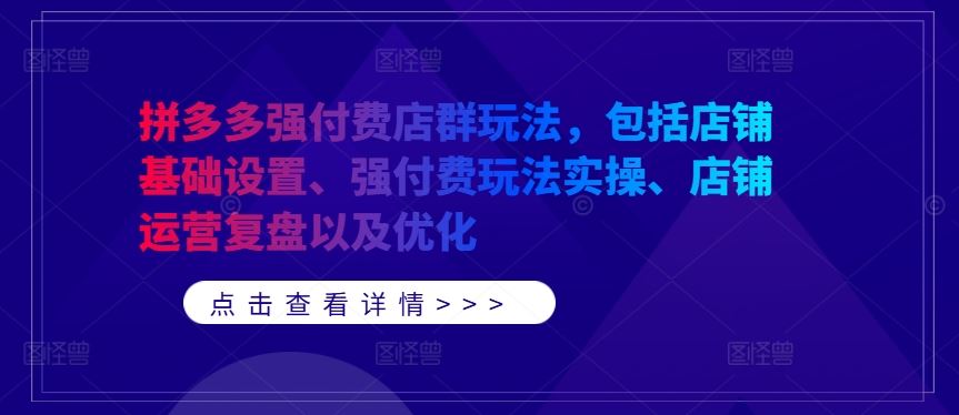 拼多多强付费店群玩法，包括店铺基础设置、强付费玩法实操、店铺运营复盘以及优化-网站游戏源码-黑科技工具分享-www.0592tk.cn-厦门腾空互联