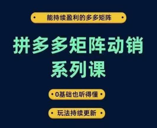 拼多多矩阵动销系列课，能持续盈利的多多矩阵，0基础也听得懂，玩法持续更新-网站游戏源码-黑科技工具分享-www.0592tk.cn-厦门腾空互联