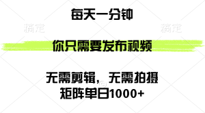 （12538期）矩阵单日1000+，你只需要发布视频，用时一分钟，无需剪辑，无需拍摄-网站游戏源码-黑科技工具分享-www.0592tk.cn-厦门腾空互联