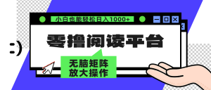 （12710期）零撸阅读平台 解放双手、实现躺赚收益 矩阵操作日入3000+-网站游戏源码-黑科技工具分享-www.0592tk.cn-厦门腾空互联