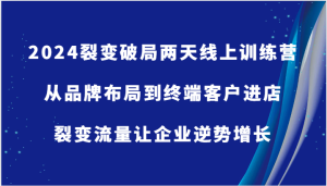 2024裂变破局两天线上训练营-从品牌布局到终端客户进店，裂变流量让企业逆势增长-网站游戏源码-黑科技工具分享-www.0592tk.cn-厦门腾空互联