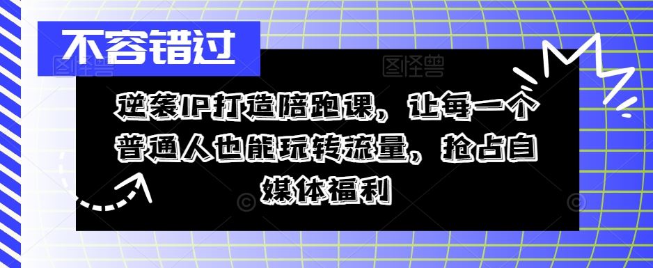 逆袭IP打造陪跑课，让每一个普通人也能玩转流量，抢占自媒体福利-网站游戏源码-黑科技工具分享-www.0592tk.cn-厦门腾空互联