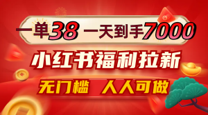 (12741期)一单38,一天到手7000+,小红书福利拉新,0门槛人人可做-网站游戏源码-黑科技工具分享-www.0592tk.cn-厦门腾空互联