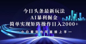 (12610期)今日头条最新掘金玩法,轻松矩阵日入2000+-网站游戏源码-黑科技工具分享-www.0592tk.cn-厦门腾空互联