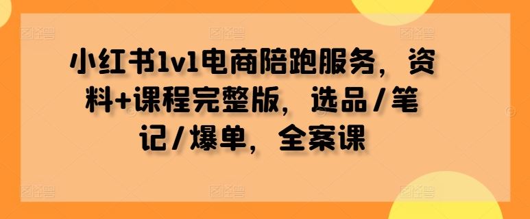 小红书1v1电商陪跑服务，资料+课程完整版，选品/笔记/爆单，全案课-网站游戏源码-黑科技工具分享-www.0592tk.cn-厦门腾空互联