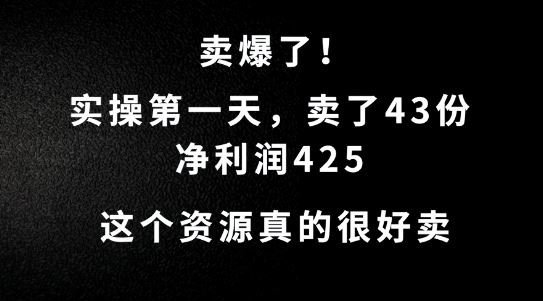这个资源，需求很大，实操第一天卖了43份，净利润425【揭秘】-网站游戏源码-黑科技工具分享-www.0592tk.cn-厦门腾空互联