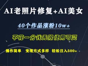 (12489期)AI老照片修复+AI美女玩发 40个作品涨粉10w+ 不花一分钱使用可灵 操…-网站游戏源码-黑科技工具分享-www.0592tk.cn-厦门腾空互联
