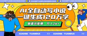 AI全自动写小说，一键生成120万字，躺着也能赚，月入2w+【揭秘】-网站游戏源码-黑科技工具分享-www.0592tk.cn-厦门腾空互联
