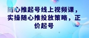 随心推起号线上视频课,实操随心推投放策略,正价起号-网站游戏源码-黑科技工具分享-www.0592tk.cn-厦门腾空互联