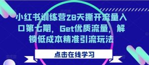 小红书训练营28天撕开流量入口第七期,Get优质流量,解锁低成本精准引流玩法-网站游戏源码-黑科技工具分享-www.0592tk.cn-厦门腾空互联