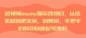 短视频meme猫实战项目，从选素材到把文案，到剪辑，手把手的教你快速起号涨粉-网站游戏源码-黑科技工具分享-www.0592tk.cn-厦门腾空互联