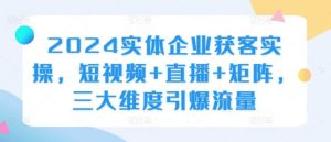 2024实体企业获客实操，短视频+直播+矩阵，三大维度引爆流量-网站游戏源码-黑科技工具分享-www.0592tk.cn-厦门腾空互联