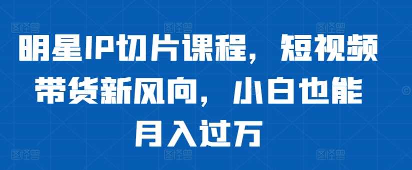 明星IP切片课程，短视频带货新风向，小白也能月入过万-网站游戏源码-黑科技工具分享-www.0592tk.cn-厦门腾空互联