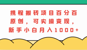 携程搬砖项目,百分百原创,可实操变现,新手小白月入1000+-网站游戏源码-黑科技工具分享-www.0592tk.cn-厦门腾空互联