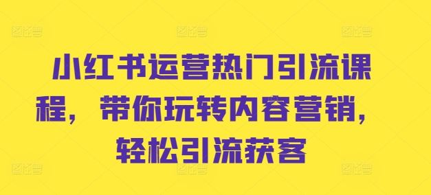 小红书运营热门引流课程，带你玩转内容营销，轻松引流获客-网站游戏源码-黑科技工具分享-www.0592tk.cn-厦门腾空互联