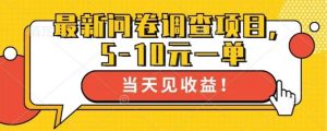 (13167期)最新问卷调查项目,单日零撸100+-网站游戏源码-黑科技工具分享-www.0592tk.cn-厦门腾空互联