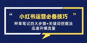小红书运营必备技巧,种草笔记四大步骤+关键词挖掘法:迅速开爆流量-网站游戏源码-黑科技工具分享-www.0592tk.cn-厦门腾空互联