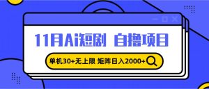 （13375期）11月ai短剧自撸，单机30+无上限，矩阵日入2000+，小白轻松上手-网站游戏源码-黑科技工具分享-www.0592tk.cn-厦门腾空互联