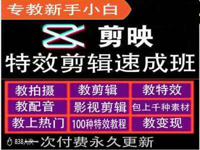 剪映特效教程和运营变现教程，特效剪辑速成班，专教新手小白-网站游戏源码-黑科技工具分享-www.0592tk.cn-厦门腾空互联