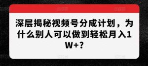 深层揭秘视频号分成计划，为什么别人可以做到轻松月入1W+?-网站游戏源码-黑科技工具分享-www.0592tk.cn-厦门腾空互联