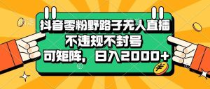 （13336期）抖音零粉野路子无人直播，不违规不封号，可矩阵，日入2000+-网站游戏源码-黑科技工具分享-www.0592tk.cn-厦门腾空互联