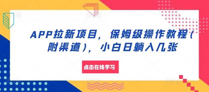 APP拉新项目，保姆级操作教程(附渠道)，小白日躺入几张【揭秘】-网站游戏源码-黑科技工具分享-www.0592tk.cn-厦门腾空互联