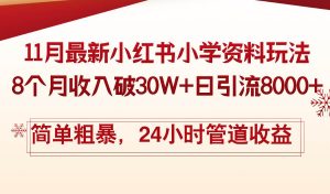 （13234期）11月份最新小红书小学资料玩法，8个月收入破30W+日引流8000+，简单粗暴…-网站游戏源码-黑科技工具分享-www.0592tk.cn-厦门腾空互联
