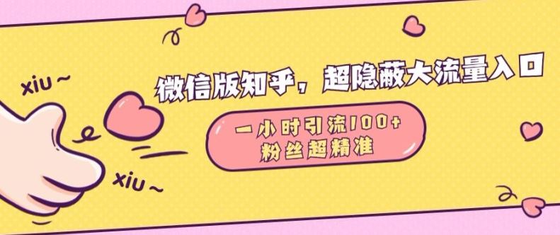 微信版知乎，超隐蔽流量入口1小时引流100人，粉丝质量超高【揭秘】-网站游戏源码-黑科技工具分享-www.0592tk.cn-厦门腾空互联