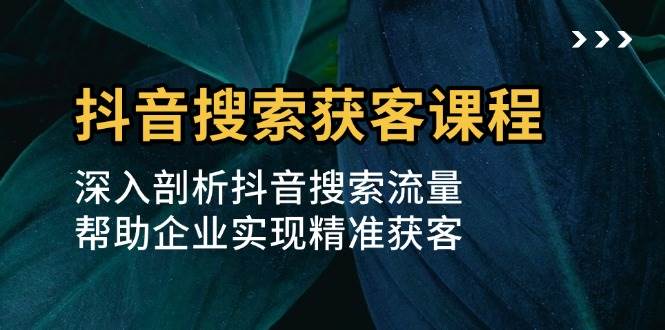 抖音搜索获客课程：深入剖析抖音搜索流量，帮助企业实现精准获客-网站游戏源码-黑科技工具分享-www.0592tk.cn-厦门腾空互联