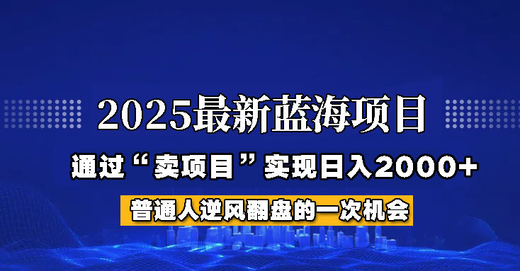 2025年蓝海项目，如何通过“网创项目”日入2000+-网站游戏源码-黑科技工具分享-www.0592tk.cn-厦门腾空互联