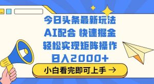 （14463期）今日头条最新玩法，思路简单，复制粘贴，轻松实现矩阵日入2000+-网站游戏源码-黑科技工具分享-www.0592tk.cn-厦门腾空互联