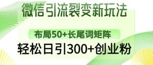 微信引流裂变新玩法：布局50+长尾词矩阵，轻松日引300+创业粉-网站游戏源码-黑科技工具分享-www.0592tk.cn-厦门腾空互联