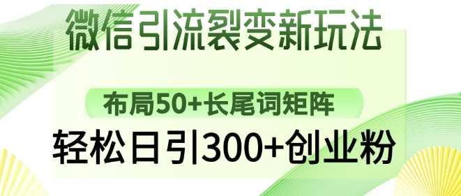 微信引流裂变新玩法：布局50+长尾词矩阵，轻松日引300+创业粉-网站游戏源码-黑科技工具分享-www.0592tk.cn-厦门腾空互联