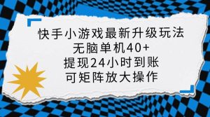 （14166期）快手小游戏最新版升级玩法，新风口，无脑单机日入40+，可批量放大，小…-网站游戏源码-黑科技工具分享-www.0592tk.cn-厦门腾空互联