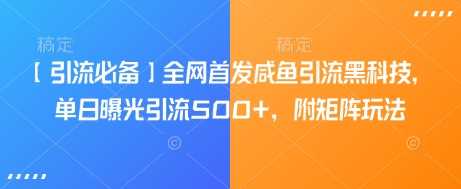 【引流必备】全网首发咸鱼引流黑科技，单日曝光引流500+，附矩阵玩法【揭秘】-网站游戏源码-黑科技工具分享-www.0592tk.cn-厦门腾空互联