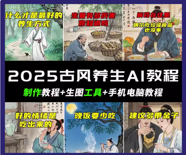 抖音AI古风养生视频教程日入五张 轻松涨粉 10W+-网站游戏源码-黑科技工具分享-www.0592tk.cn-厦门腾空互联