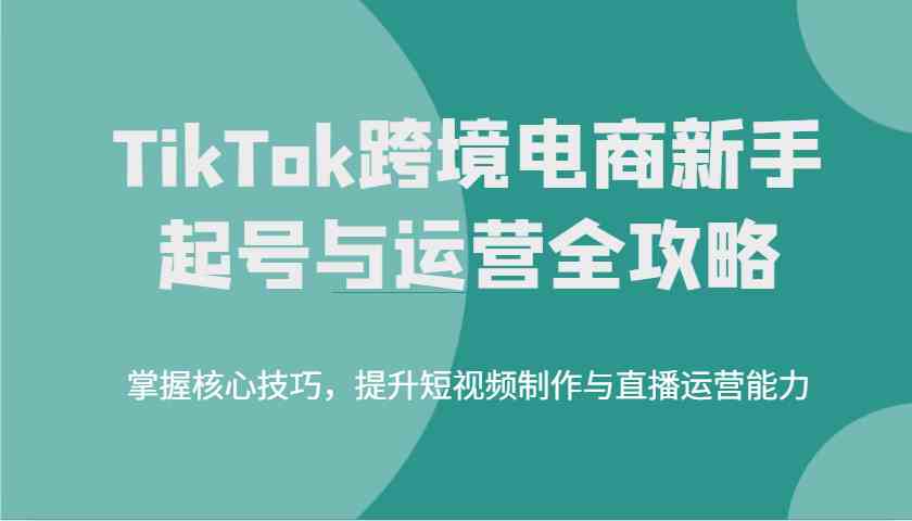 TikTok跨境电商新手起号与运营全攻略，掌握核心技巧，提升短视频制作与直播运营能力-网站游戏源码-黑科技工具分享-www.0592tk.cn-厦门腾空互联