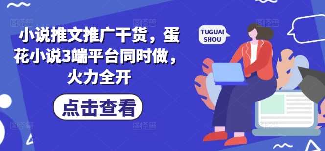 小说推文推广干货，蛋花小说3端平台同时做，火力全开-网站游戏源码-黑科技工具分享-www.0592tk.cn-厦门腾空互联