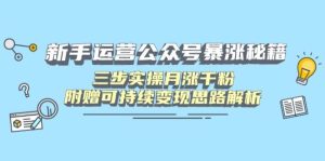 (14111期)新手运营公众号暴涨秘籍,三步实操月涨千粉,附赠可持续变现思路解析-网站游戏源码-黑科技工具分享-www.0592tk.cn-厦门腾空互联