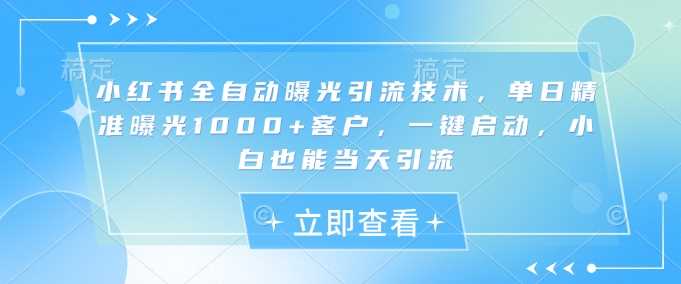 小红书全自动曝光引流技术，单日精准曝光1000+客户，一键启动，小白也能当天引流【揭秘】-网站游戏源码-黑科技工具分享-www.0592tk.cn-厦门腾空互联