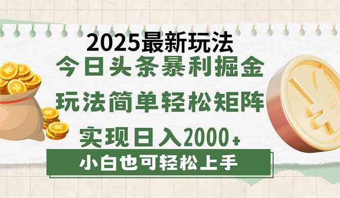 （14120期）今日头条2025最新玩法，思路简单，复制粘贴，轻松实现矩阵日入2000+-网站游戏源码-黑科技工具分享-www.0592tk.cn-厦门腾空互联