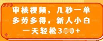 审核视频，几秒一单，多劳多得，新人小白一天轻松3张【揭秘】-网站游戏源码-黑科技工具分享-www.0592tk.cn-厦门腾空互联