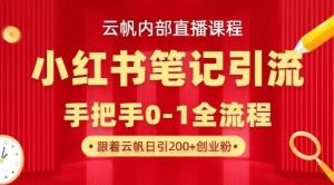 云帆内部直播课·小红书笔记引流,手把手从0-1全流程-网站游戏源码-黑科技工具分享-www.0592tk.cn-厦门腾空互联